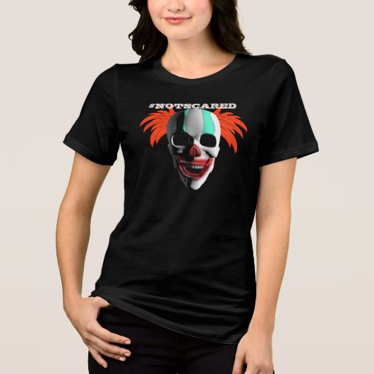 Spooky Skull Clown Grappig Creepy Halloween Tri-Blend Shirt (Voorkant)