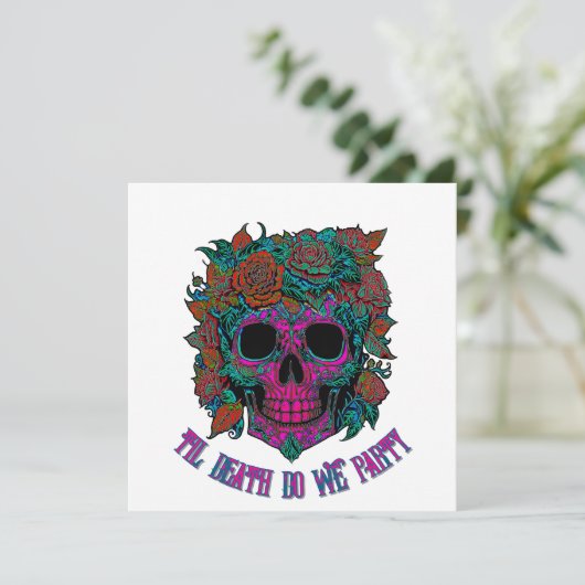 Spooky Skull Day van de Dode Halloween botten Kaart (Staand voorkant)