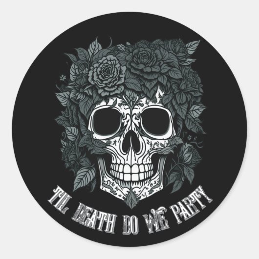 Spooky Skull Day van de Dode Halloween botten Ronde Sticker (Voorkant)