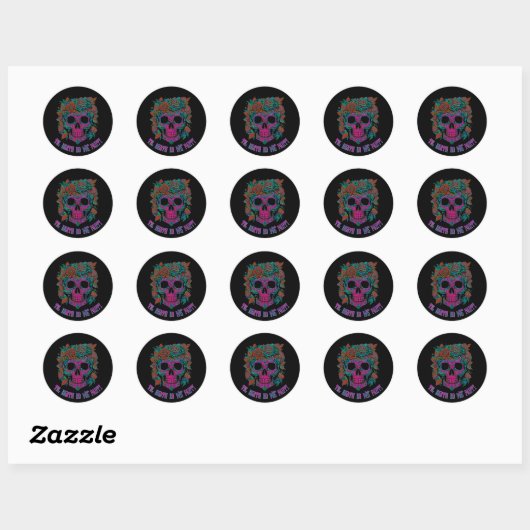 Spooky Skull Day van de Dode Halloween botten Ronde Sticker (Vel)