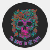 Spooky Skull Day van de Dode Halloween botten Ronde Sticker (Voorkant)