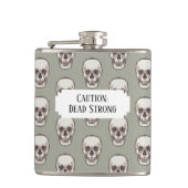 Spooky Skull Dead Strong Add Your Own Text Pattern Heupfles (Voorkant)