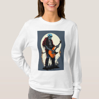 Spooky Skull Elektrische Gitaar T-shirt Design