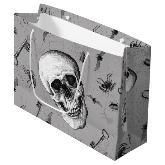 Spooky Skull en Bugs Halloween Groot Cadeauzakje (Voorkant Gekanteld)