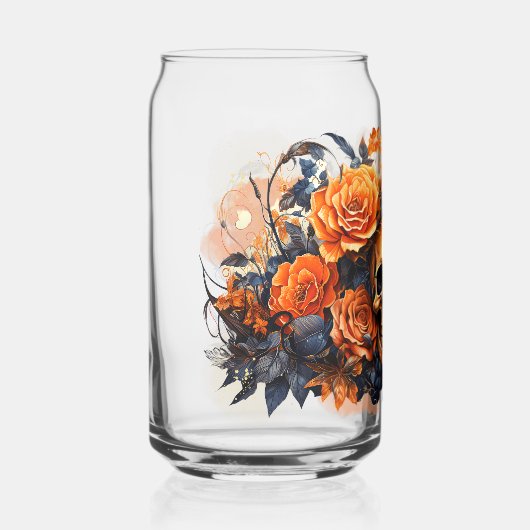 Spooky Skull Halloween bedrukt blik glas (Voorkant)