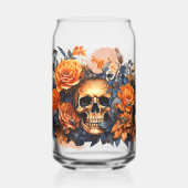 Spooky Skull Halloween bedrukt blik glas (Links)
