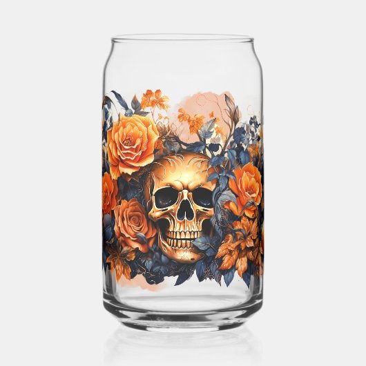Spooky Skull Halloween bedrukt blik glas (Links)