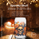 Spooky Skull Halloween bedrukt blik glas