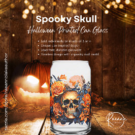 Spooky Skull Halloween bedrukt blik glas