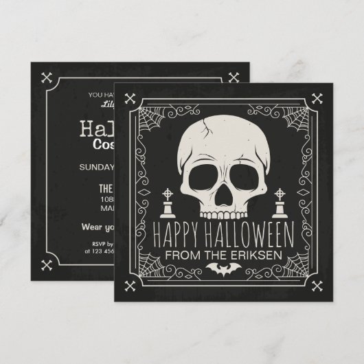 Spooky Skull Halloween Costume Party | Uitnodiging (Voorkant / Achterkant)