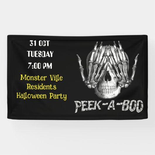 Spooky Skull Halloween gemeenschap familie Spandoek (Horizontaal)