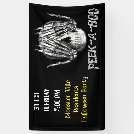 Spooky Skull Halloween gemeenschap familie Spandoek (Verticaal)