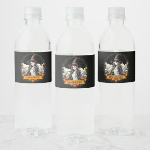 Spooky Skull Halloween Gothic Waterflesetiketten Waterfles Etiket