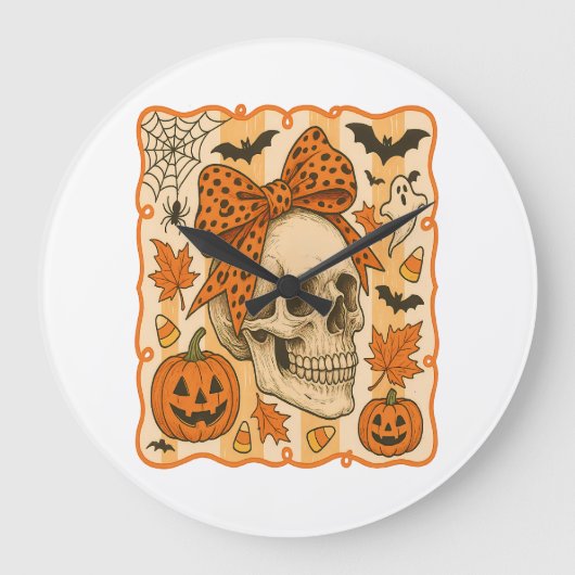 Spooky Skull Halloween Grote Klok (Voorkant)