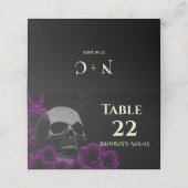 Spooky Skull Paarse Rozen Gothic Halloween Weddin Plaatskaartje (Buitenkant ongevouwen)