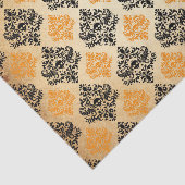 Spooky Skull Pattern Black Oranje Gold Halloween Tissuepapier (Detail)