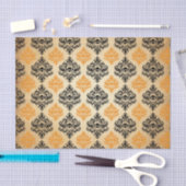 Spooky Skull Pattern Black Oranje Gold Halloween Tissuepapier (Craft)