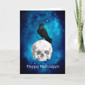 Spooky Skull Raven Happy Halloween Kaart (Voorkant)