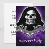 Spooky Skull Reaper Halloween Party-uitnodigingen Kaart (Voorkant / Achterkant)