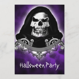 Spooky Skull Reaper Halloween Party-uitnodigingen Kaart