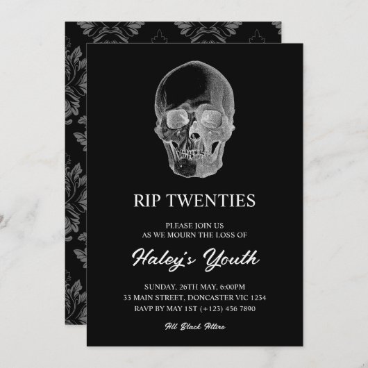 Spooky Skull RIP Twenties 20s Grappig 30e verjaard Kaart (Voorkant / Achterkant)