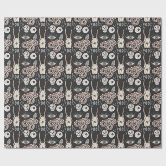 Spooky Skull Snake Eye Black Cadeaupapier (Vlak)