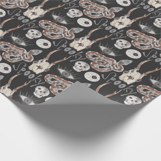 Spooky Skull Snake Eye Black Cadeaupapier (Hoek)