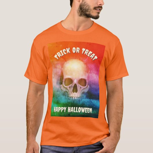 Spooky skull. Trick or Treat. Halloween T-shirt (Voorkant)