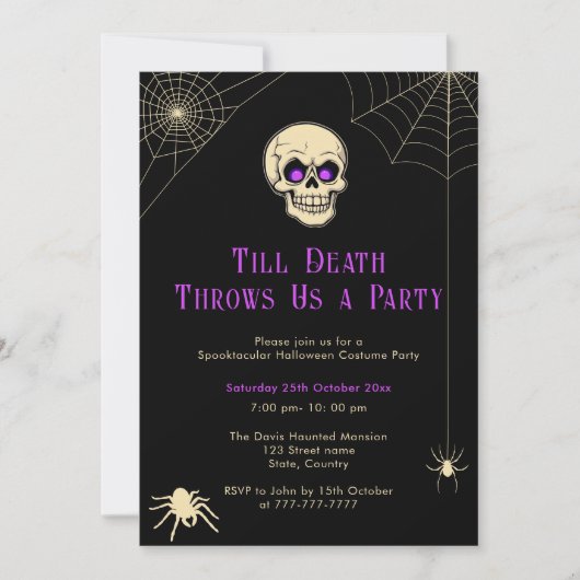 Spooky Skull Volwassen Halloween Kostuumfeest Kaart (Voorkant)