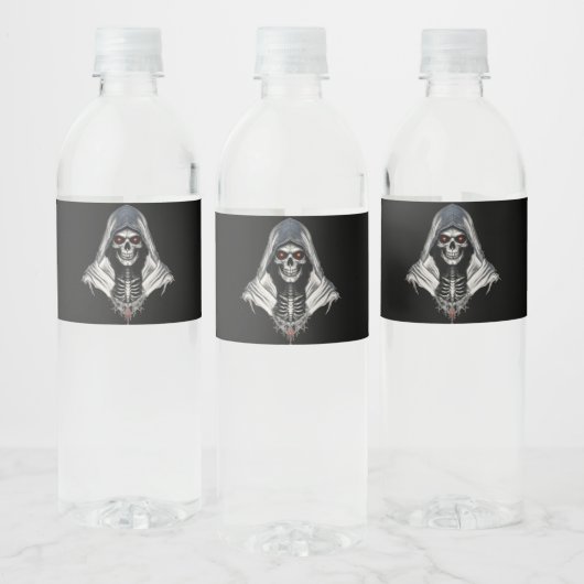 Spooky Skull Water Bottle Label - Halloween & Goth Waterfles Etiket (Flessen)