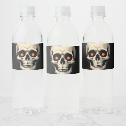 Spooky Skull Water Bottle Label - Halloween & Goth Waterfles Etiket (Flessen)
