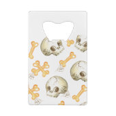 Spooky skulls and bones Halloween pattern Creditkaart Flessenopener (Achterkant)