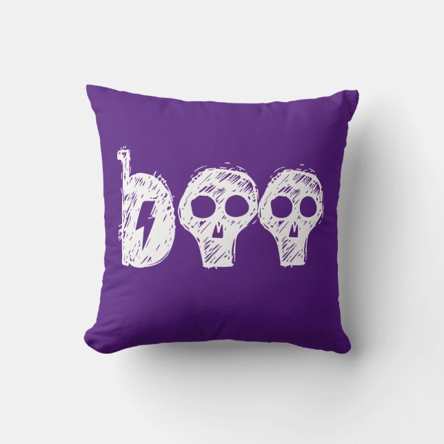 Spooky Skulls Boo Halloween Sierkussen (Voorkant)