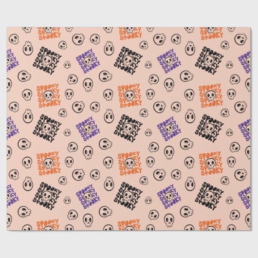 Spooky Skulls Naadloze Halloween-inpakpapier Cadeaupapier (Vlak)