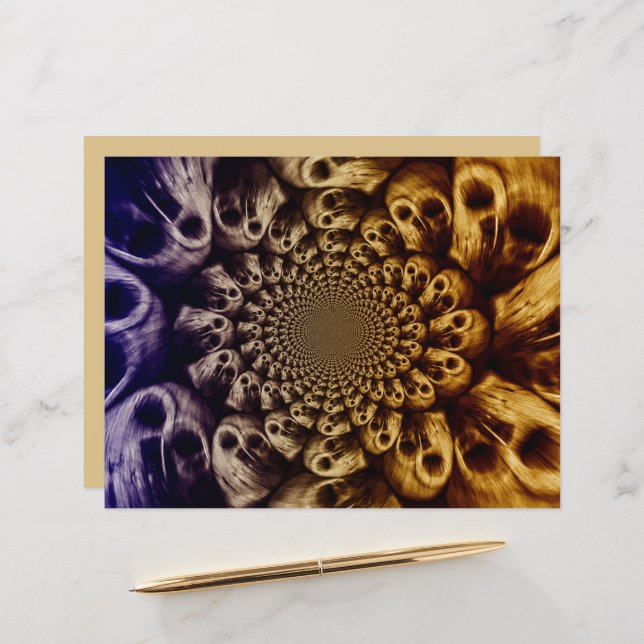 Spooky Skulls Paarse Black Abstracte Pop Art (Voorkant / Achterkant in situ)