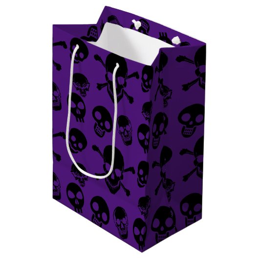 Spooky Skulls Pattern Halloween Medium Gift Bag Medium Cadeauzakje (Voorkant Gekanteld)