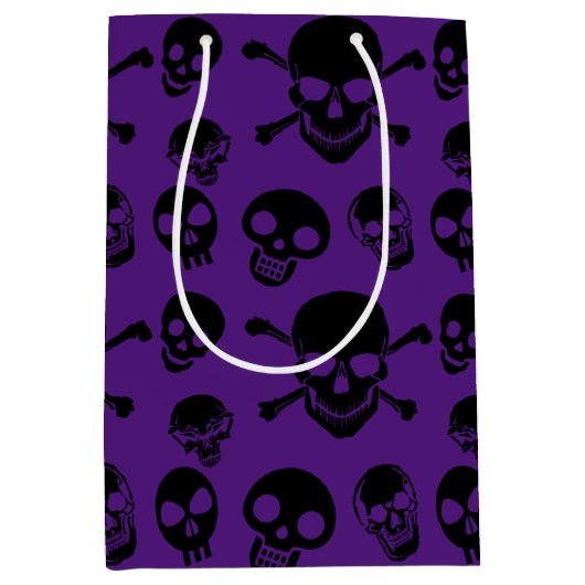 Spooky Skulls Pattern Halloween Medium Gift Bag Medium Cadeauzakje (Voorkant)