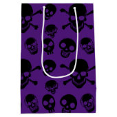 Spooky Skulls Pattern Halloween Medium Gift Bag Medium Cadeauzakje (Achterkant)