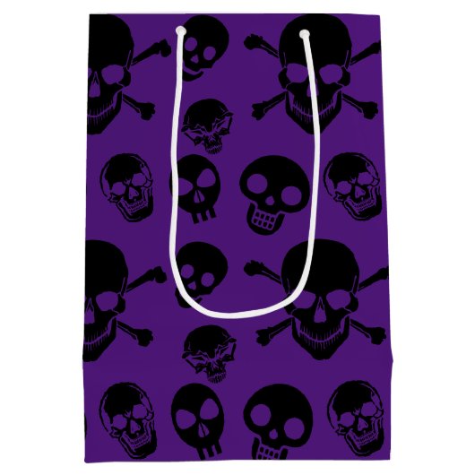 Spooky Skulls Pattern Halloween Medium Gift Bag Medium Cadeauzakje (Achterkant)