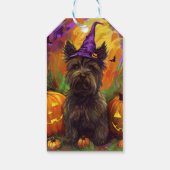 Spooky Skye Terrier Hond Halloween Heksenpompoen Cadeaulabel (Achterkant)