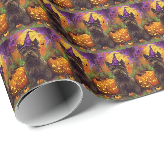 Spooky Skye Terrier Hond Halloween Heksenpompoen Cadeaupapier (Rol Hoek)