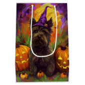Spooky Skye Terrier Hond Halloween Heksenpompoen Medium Cadeauzakje (Achterkant)