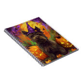 Spooky Skye Terrier Hond Halloween Heksenpompoen Notitieboek (Rechterzijde)