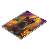 Spooky Skye Terrier Hond Halloween Heksenpompoen Notitieboek (Linkerzijde)