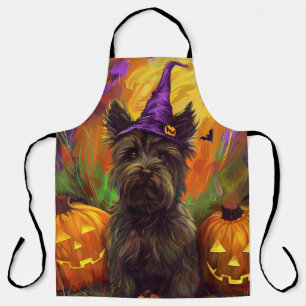 Spooky Skye Terrier Hond Halloween Heksenpompoen Schort