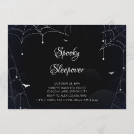 Spooky Sleepover Cobwebs Black Halloween Kaart