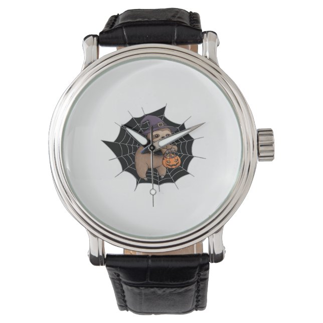 Spooky Sloth Halloween Fun - Schattigee Trick-or-T Horloge (Voorkant)