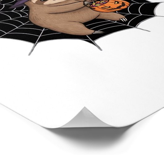 Spooky Sloth Halloween Fun - Schattigee Trick-or-T Poster (Hoek)