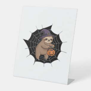 Spooky Sloth Halloween Fun - Schattigee Trick-or-T Reclamebord Met Voetstuk