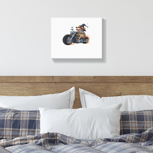 Spooky Sloth Motorcycle Ride Halloween Biker Fun C Canvas Afdruk (Insitu (Slaapkamer))